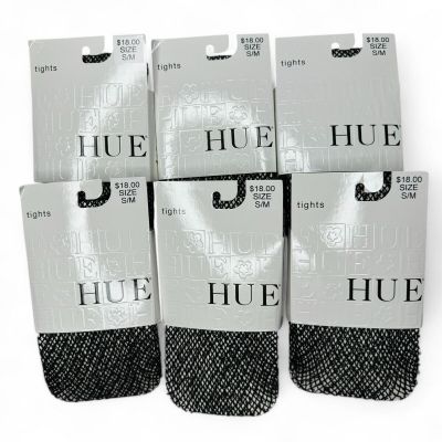 HUE Wool Boucle Loop Net Tights Size S/M Black - Wool Nylon Blend - 6 Pairs New