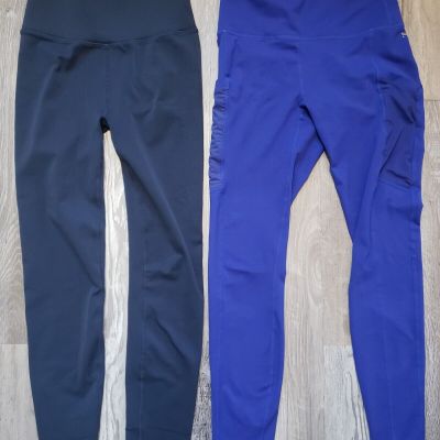 Fabletics lot of 2 High-Waisted Blue Athletic Leggings Workout Yoga Pants Small