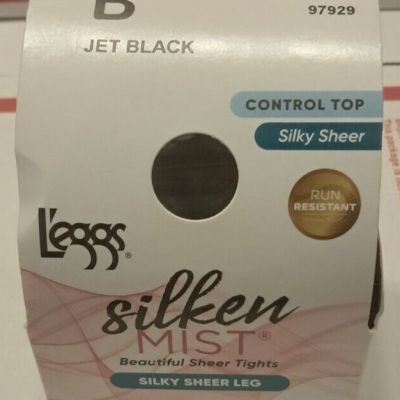 L’eggs Silken Mist Control Top B Jet Bl Pantyhose Tights Ultra Sheer Leg 98 UB18