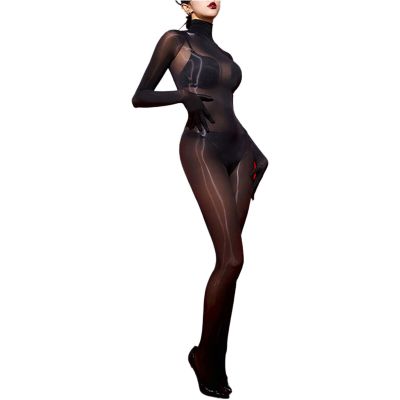 US Womens Sheer Glossy Pantyhose Bodysuit Body Stockings Lingerie Oil-Shiny