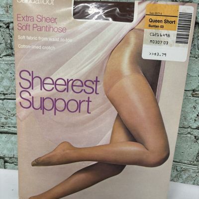 Queen Short Sandalfoot Extra Sheer Soft Suntan Nylons Panty Hose JC Penney NOS