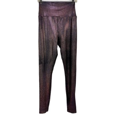 American Apparel Purple High Waisted Holographic Sparkly Leggings Large