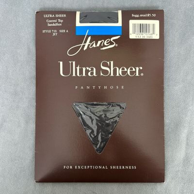 Vintage Hanes Ultra Sheer Pantyhose Ultra Sheer Control Top Sandalfoot Jet A New