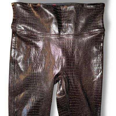 SPANX Faux Leather Croc Shine Leggings Brown Animal Print style 20303R size S