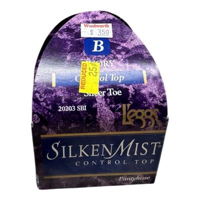 Vintage L’eggs Silken Mist Control Top Size B Ivory Pantyhose Sheer Toe 20203