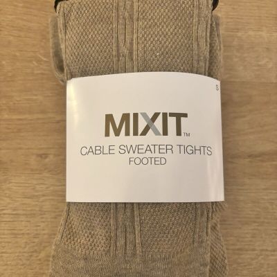 NWT Mixit Womens Size Small Tan Cable Sweater Tights Footed