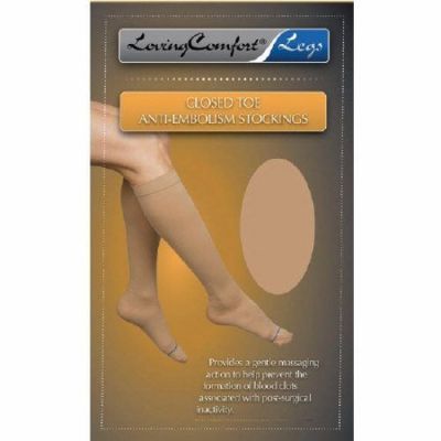 Loving Comfort Anti Embolism Stockings Closed Toe Moderate M Beige 1 Pair 3 Pack