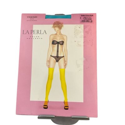 La Perla Stocking Blue Thigh High Bas Couleur 10.5-11 SIze Large Turchese New