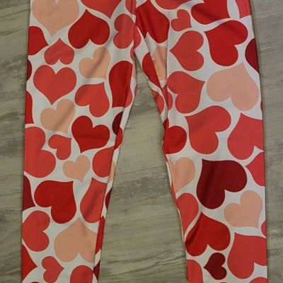 NEW Women's Valentines Day Heart Leggings Size L