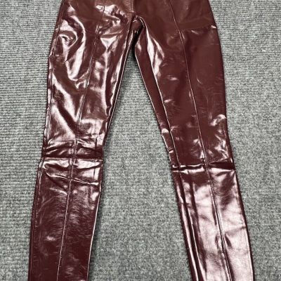 SPANX Faux Patent Leather Liquid Gloss Leggings Pants Ruby Sz X Small Petite NWT