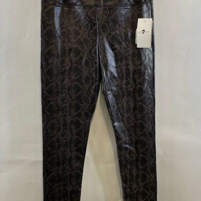 NWT 7 For All Mankind Womens Brown Snake Print Faux Leather Ankle Leggings Sz S