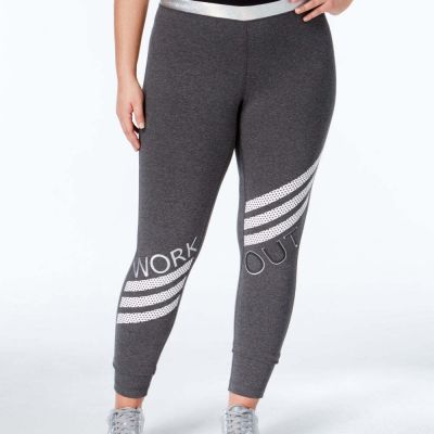 Material Girl Womens Plus Size Active Striped Leggings-2X