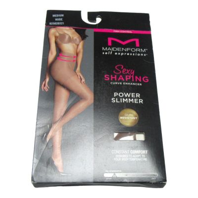 Maidenform Womens Size M Power Slimmer Shaping Tights Firm Control Nude