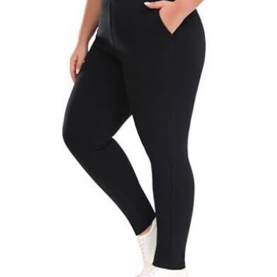 Women's Plus Size Fleece Lined Leggings Winter Warm Thermal Yoga 4X Black