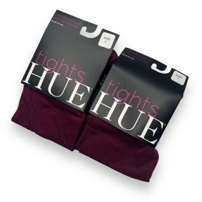 HUE Ultimate Opaque Control Top Tights Womens Size 1 Scarlet Red 2 Pair