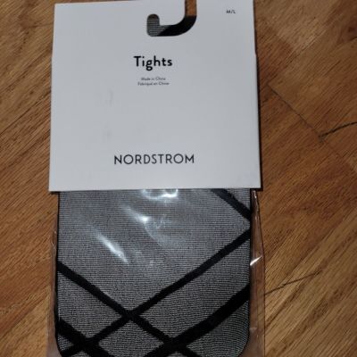 NWT Nordstrom Linear Plaid Tights Size M/L