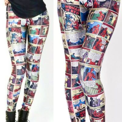 RARE New Genuine BlackMilk Comic Book Leggings Leggings M Woman in Red HTF NWT