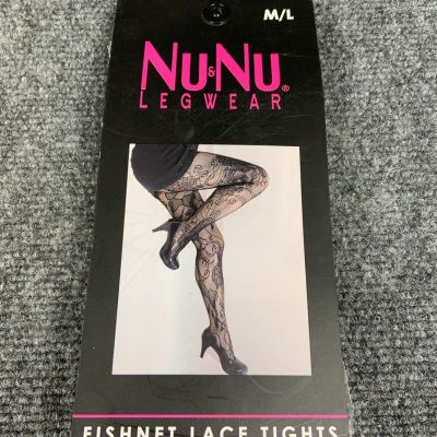 Nu & Nu Legwear Women's Fishnet Lace Tights Black M/L 140-170 Lbs Sexy Durable