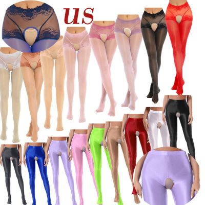 Womens Sexy Oil Shiny Stockings Nylon Opaque Tights Sheer Through  Pantyhose