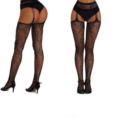 By LydiaFash Lace sexy black silk stockings pantyhose Women