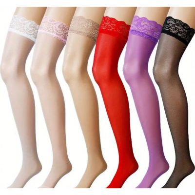 6 pairs Thigh High Lace Top Stockings*Multicolor*Sissy*Femboy*Cosplay*Sexy*New