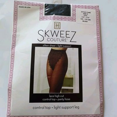 SKWEEZ COUTURE Pantyhose by JILL ZARIN Lace High Cut Control Top Silken Sheer