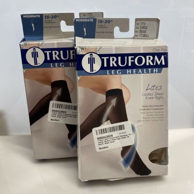 Truform Lites Ladies' Sheer Knee Highs Compression Socks 15-20 mmHg Large Beige