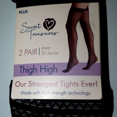 2 PAIR Secret Treasures women's PLUS size high strength thigh high tights NWT