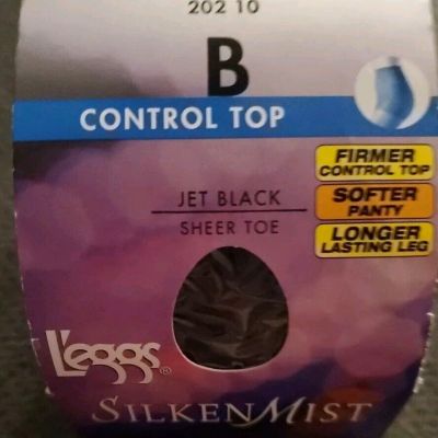 L’eggs Leggs Silken Mist ~ Control Top Sheer Pantyhose Jet Black Size B 202 10