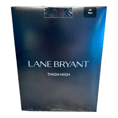 lane bryant fishnet thigh high stockings a/b black 165-235 lbs nylon/spandex