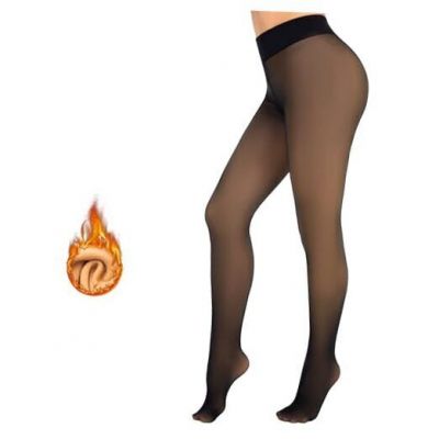 Women's Fleece Lined Faux Sheer Warm Tights Fake Small-Medium Black