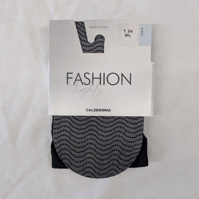 CALZEDONIA Black Mesh Wavy Pattern Tights T. 3/4 M/L - New