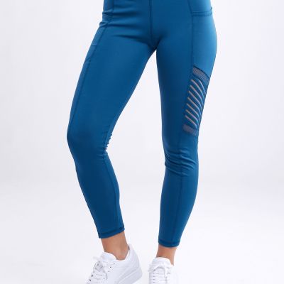 High-Waisted Pilates Leggings with Side Pockets & Mesh Panels