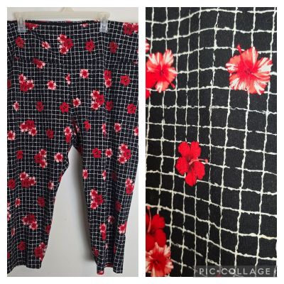 Suave Leggings Women Plus Size 3X Revolutionary Tummy Control Capri Floral Black