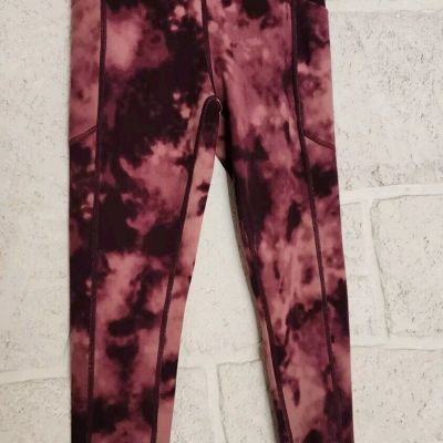 Victoria Secret leggings woman size 4 marble print burgundy dusty mauve