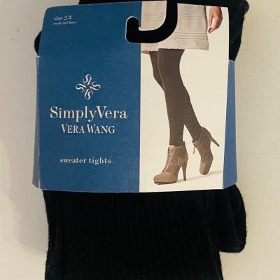 NEW Simply Vera  Vera Wang Tights Black  Sweater Ribbed  Size 2/3