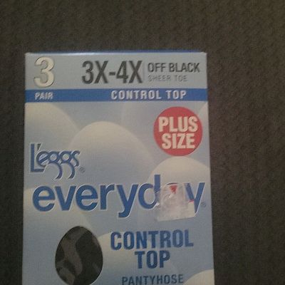 Leggs Everyday Control Top Pantyhose Off Black 3X 4X Plus 3 Pair New