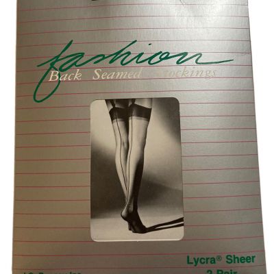 Vintage J.C. Penny Lycra Sheer Fashion Back Seamed Stockings Black 2 Pair AVG