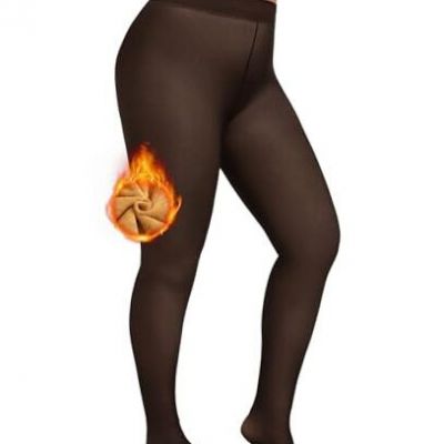 Fleece Lined Tights for Women Plus Size Thick Thermal XX-Large-3X-Large Black