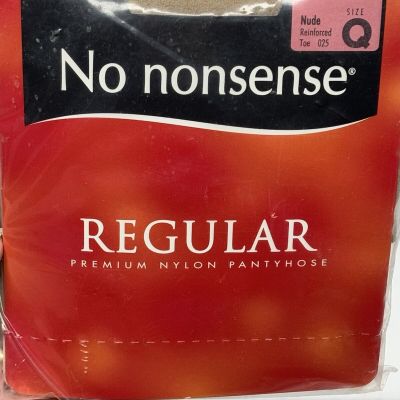 Vintage No Nonsense Regular Nude Reinforced Toe Pantyhose Q Queen - NEW