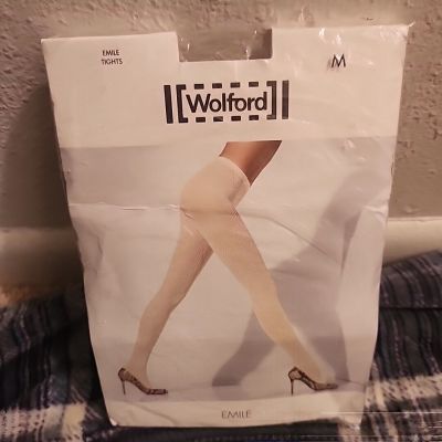 WOLFORD EMILE Black TIGHTS SZ M READ DESCRIP!