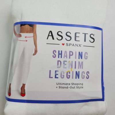 Assets X Spanx Womens White Shaping Denim Pull On Skinny Leggings Size 1X Stretc