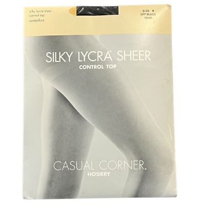 Silky Lycra Sheer Control Top Sandalfoot Hosiery Size B Off Black Casual Corner