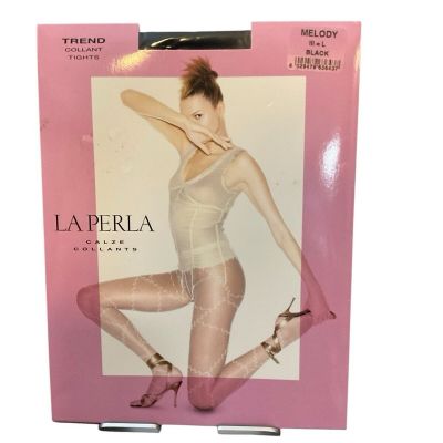 La Perla Tights Patterned Melody Size L Black 15 Denier With Geometric Design