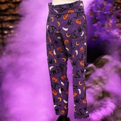 Terra & Sky Womens Halloween Leggings Size 1X 16W-18W High Rise Purple