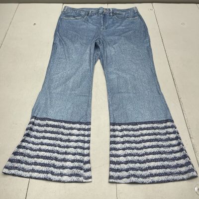 Women’s Blue Faux Denim Wide Leg Stretch Pull On Leggings Size 3X