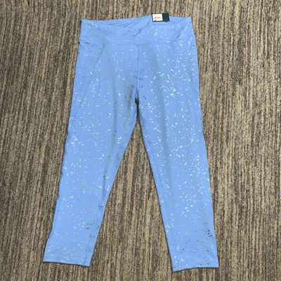 Tek Gear Womens Plus Size 16 Mid Rise Leggings  Blue Splatter Pocket Wicking NWT