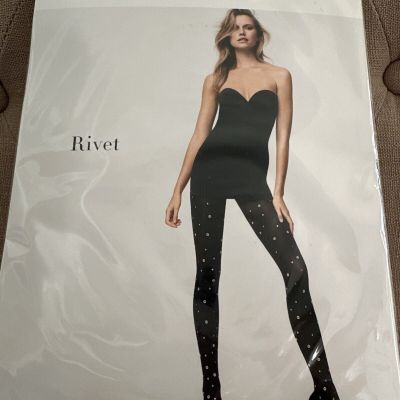 Wolford Rivet Tights NEW Black Med Retail $145 #14626