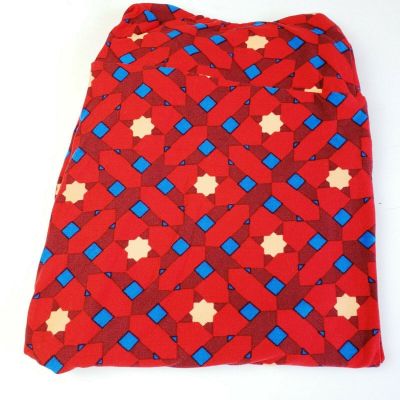 LuLaRoe Womens Leggings Tall & Curvy Geo Print Red Blue Yellow Stretch NWOT