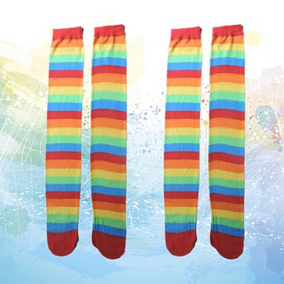 2 Pairs Clown Cosplay Stockings Rainbow Stage Performance Costumes